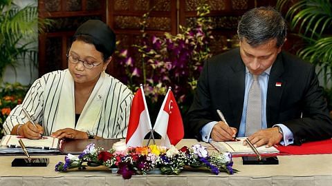 MENTERI LUAR INDONESIA MELAWAT SINGAPURA Menteri Indonesia: Kerjasama dua hala teras kemajuan