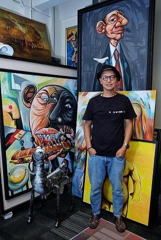 CABAR MASYARAKAT LEWAT LUKISAN: Pelukis Jalal dikenali dengan karya berwarna-warni yang mengupas isu sosial, sejajar hasratnya berkongsi dan mencabar tanggapan masyarakat tentang dunia yang kian berubah. AJAR SENI JEPUN: Pelukis Sujak Rahman menggabu