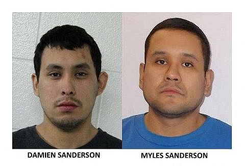 DIBURU POLIS: Dua lelaki, Damien Sanderson, 31 tahun, dan Myles Sanderson, 30 tahun, kini diburu Polis Canada setelah dipercayai melakukan serangan meragut nyawa 10 orang dan mencederakan sekurang-kurangnya 15 yang lain. - Foto REUTERS