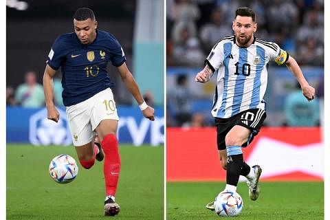 SIAPA JUARA?: Perlawanan akhir Piala Dunia 2022 malam ini adalah penampilan terakhir Messi (kanan) dalam kejohanan terbesar bola sepak itu. Mbappe pula menyasar merangkul Piala Dunia keduanya berturut-turut. - Foto AFP
