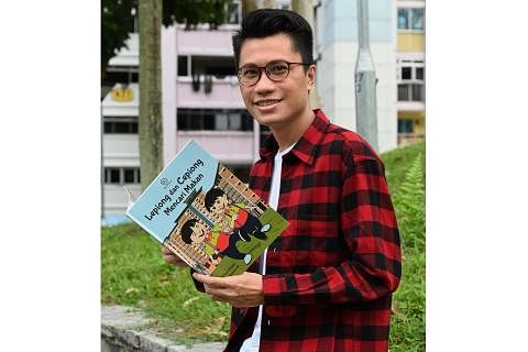 BUKU KANAK-KANAK: Encik Shahril Samri yang juga guru prasekolah telah menulis buku Melayu pertamanya, Lepiong dan Cepiong Mencari Makan, yang mengisahkan penerokaan sepasang adik-beradik yang mencari makanan dan minuman menarik di Singapura. - Foto BH oleh KHALID BABA