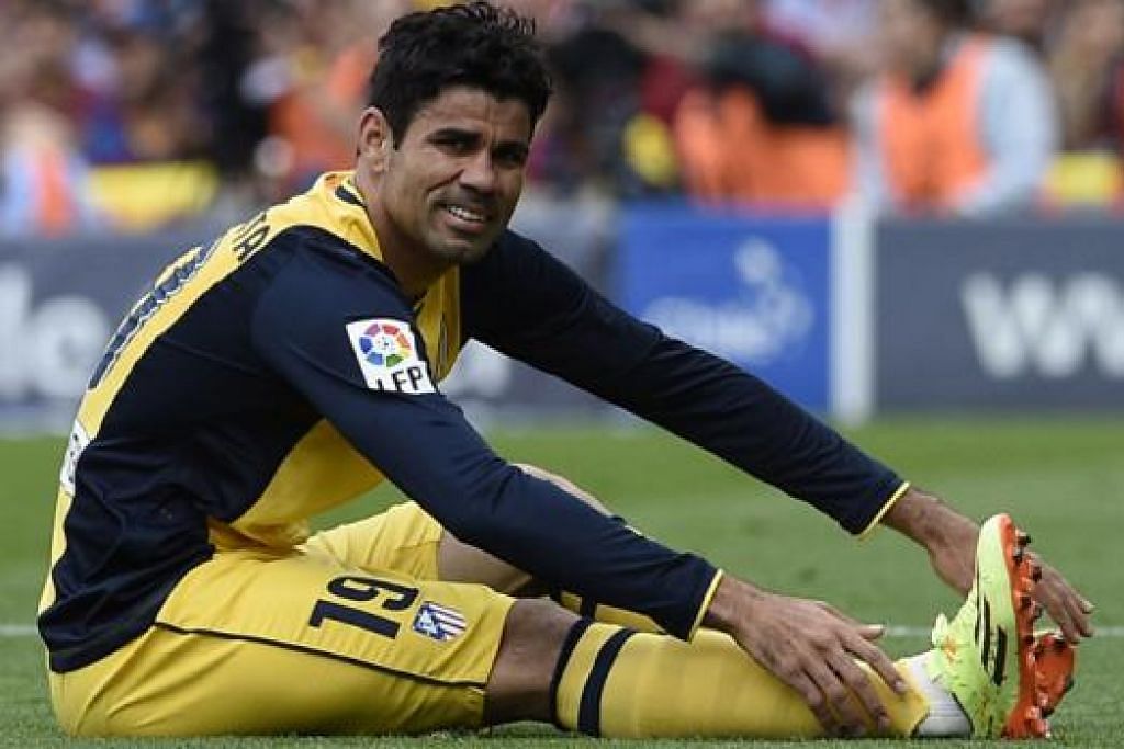 DIEGO COSTA: Kemungkinan besar tidak akan beraksi untuk Atletico akibat kecederaan otot. - Foto AFP