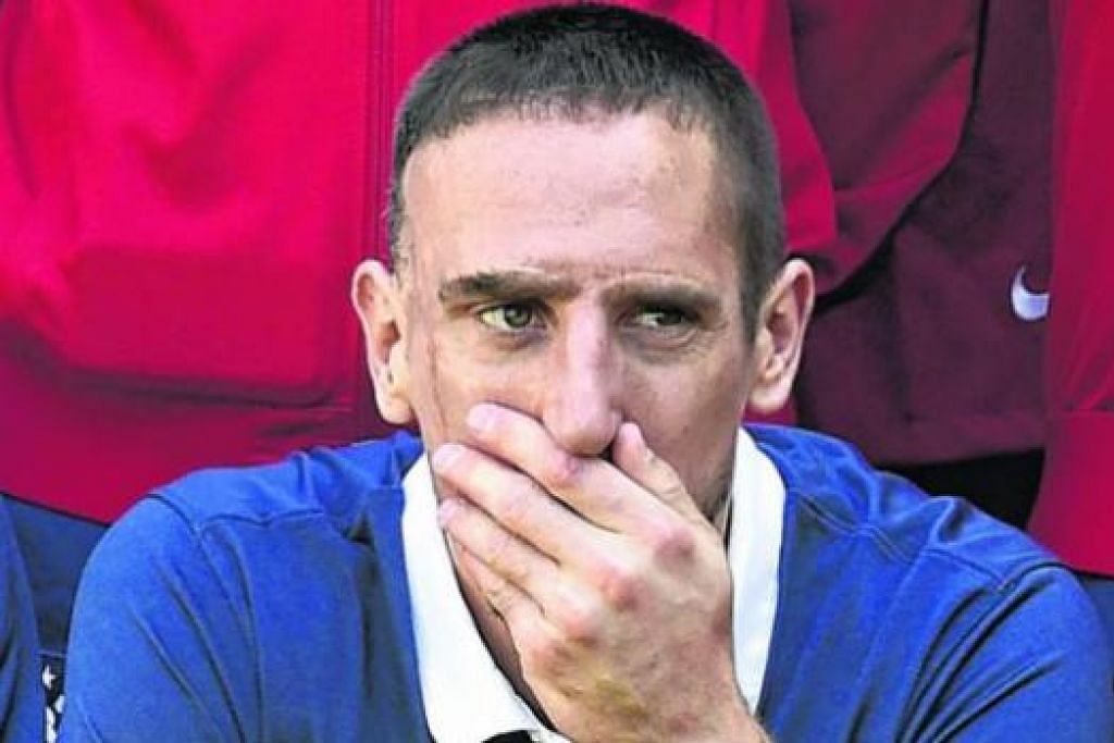 FRANCK RIBERY: Permainan Perancis, terutama ketika menyerang, dijangka terjejas akibat ketiadaan Ribery sebagai perancang. - Foto AFP