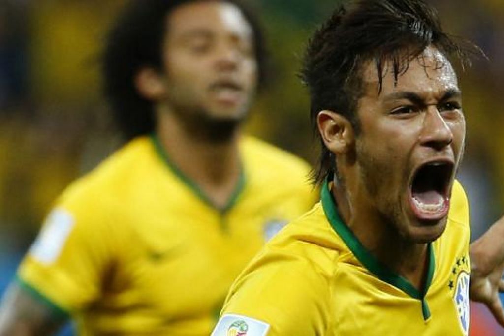 WIRA BRAZIL: Neymar menjaringkan dua gol dalam perlawanan pembukaan menentang Croatia. Brazil menang 3-1. - Foto REUTERS