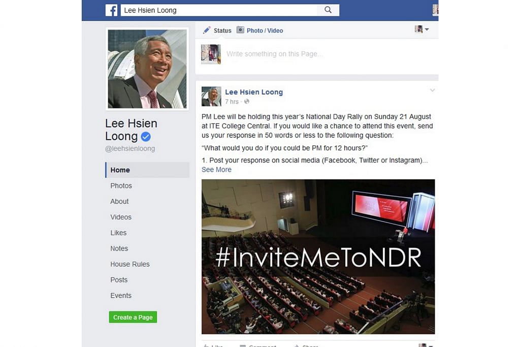 Jawab soalan yang diajukan dalam Facebook PM Lee jika ingin diundang ke Rapat Hari Kebangsaan