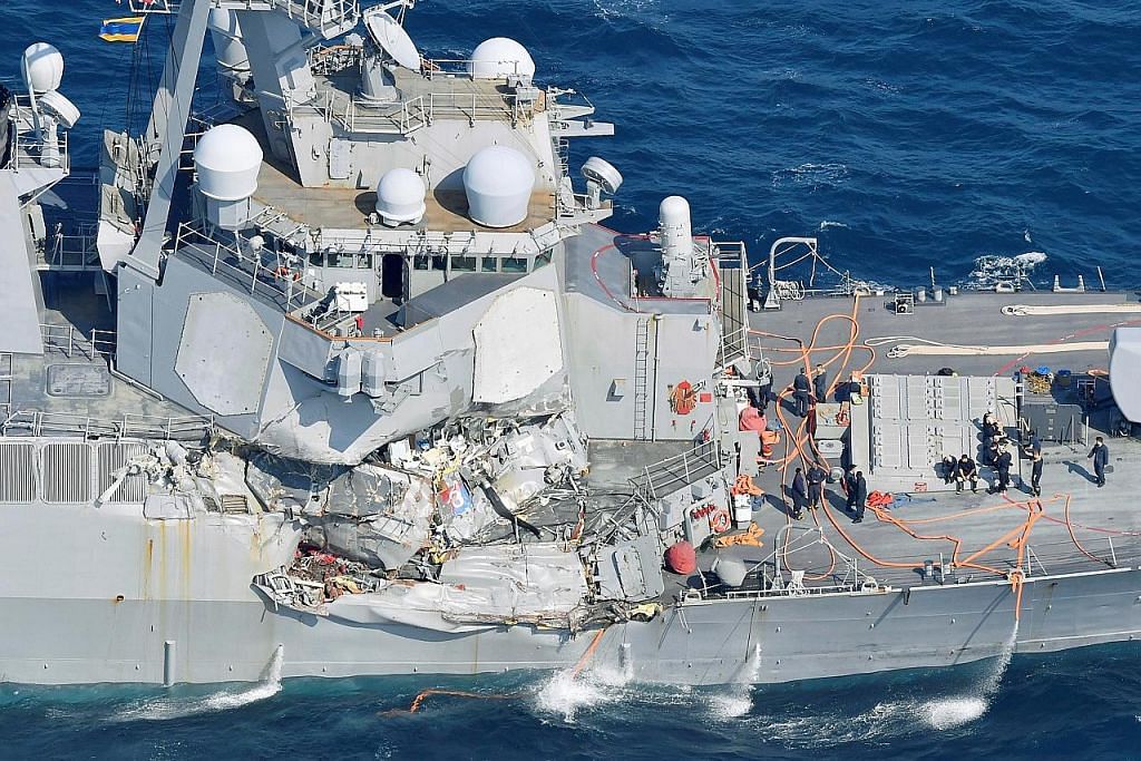 7 kru kapal perang AS hilang selepas berlanggar kapal kontena
