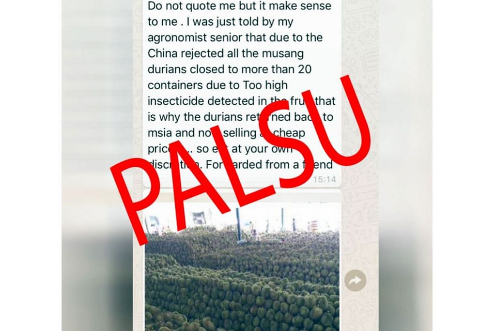 M'sia nafi berita durian tidak dibenar masuk China kerana kandungan racun tinggi