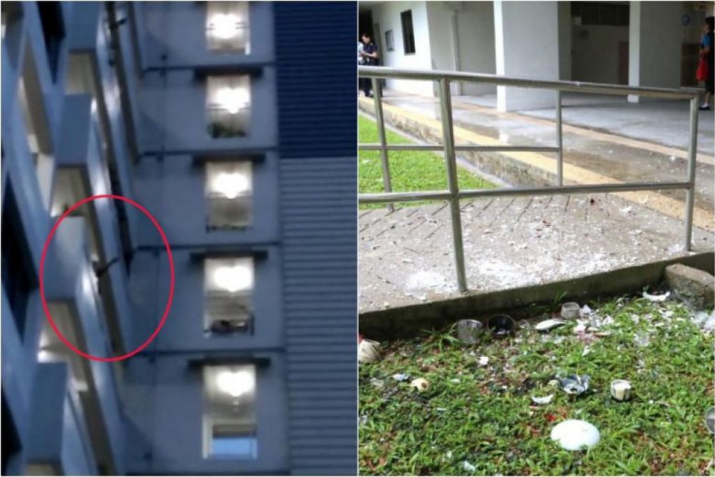 Man throw household items from flat in Marine Parade.