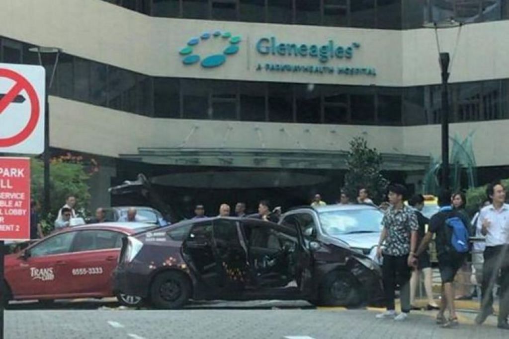 Taxi driver taken to NUH after four-car accident outside Gleneagles Hospital entrance