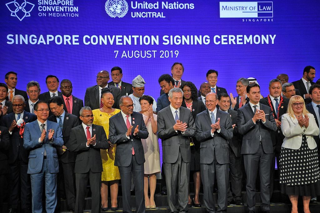 46 negara tandatangani Konvensyen S'pura mengenai pengantaraan ACARA MENANDATANGANI KONVENSYEN SINGAPURA