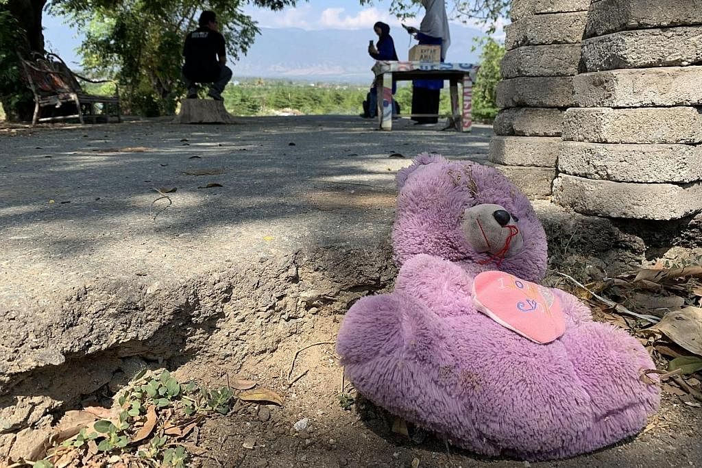 MENYAYAT HATI: Anak patung beruang ini milik seorang mangsa gempa-tsunami di Palu ditinggalkan di tepi jalan menyentuh perasaan wartawan yang mengunjungi tempat kejadian pada September 2019.
