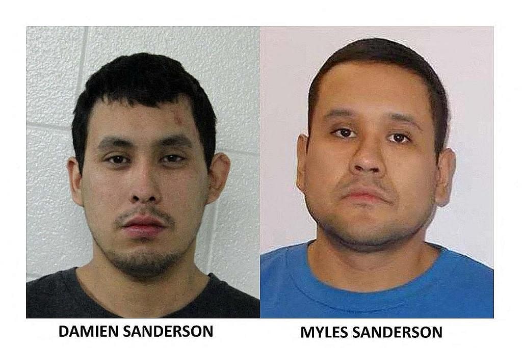 DIBURU POLIS: Dua lelaki, Damien Sanderson, 31 tahun, dan Myles Sanderson, 30 tahun, kini diburu Polis Canada setelah dipercayai melakukan serangan meragut nyawa 10 orang dan mencederakan sekurang-kurangnya 15 yang lain. - Foto REUTERS