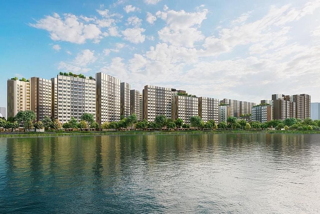 PROJEK TRANSFORMASI HDB: Inilah lakaran pelukis flat yang akan dibina di Taman Waterfront I & II di sepanjang Kolam Air Tengah. - Foto HDB.