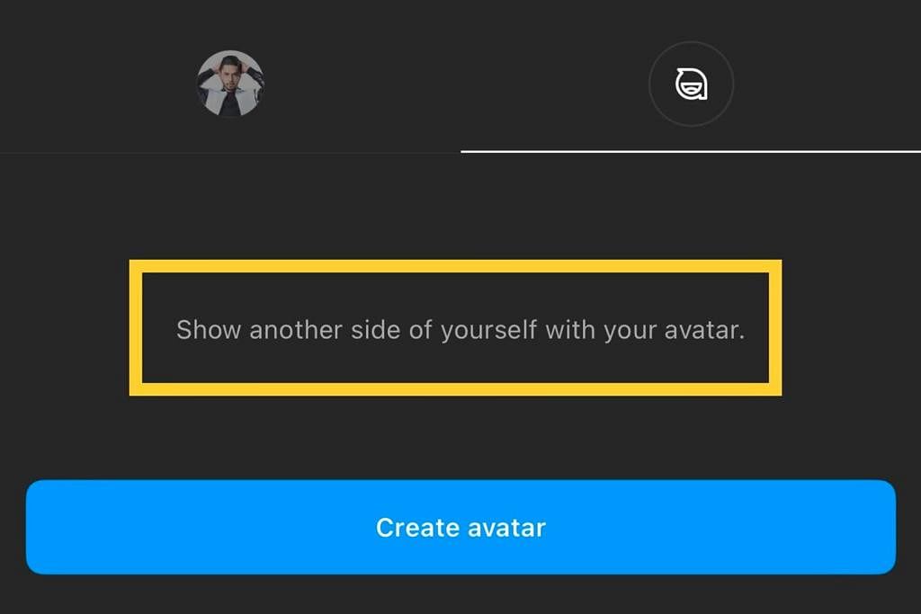 KOTAK KUNING: Klik pada butang ‘create avatar’ untuk mula mencipta avatar anda.